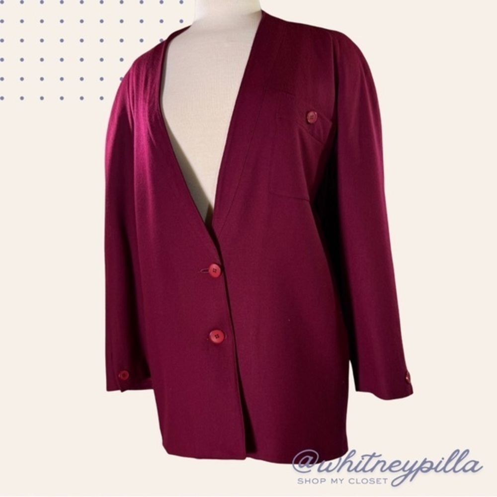 Vintage Christian Dior Separates red 100% Wool oversized Blazer Jacket size 8